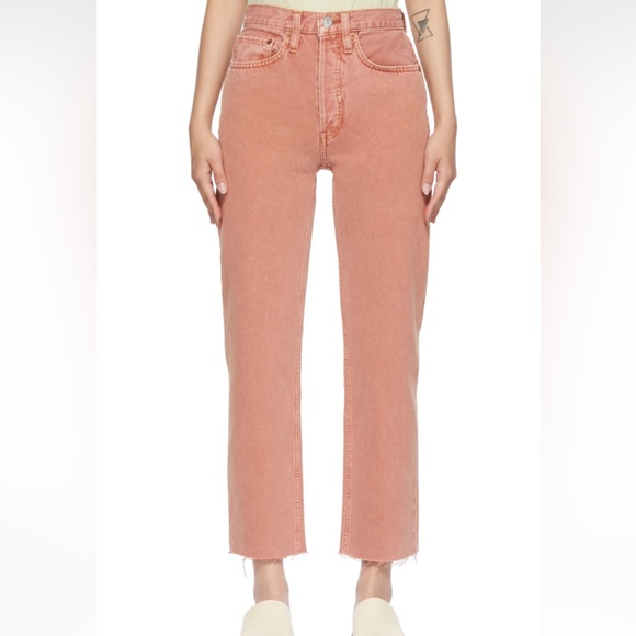 Re/Done Pink 70s Stovepipe Jeans - Picture 1 of 5
